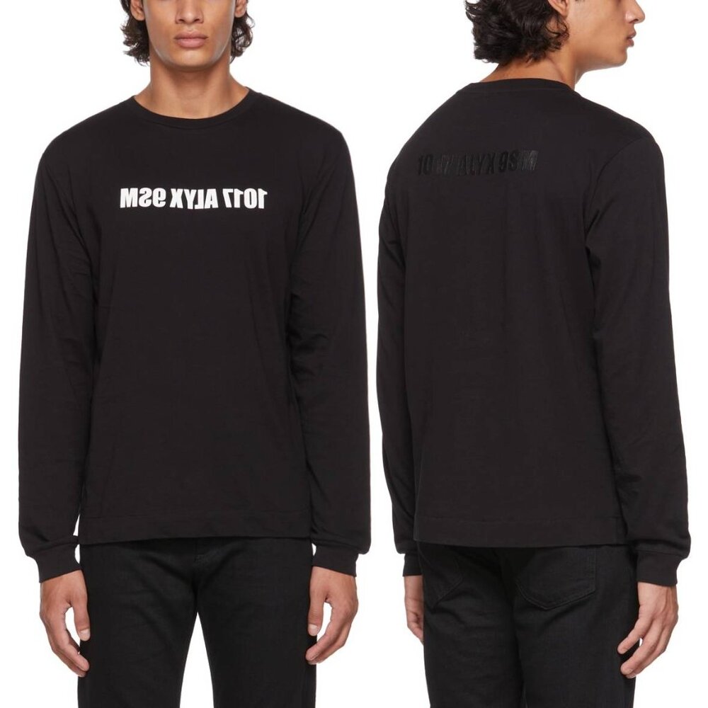 1017 ALYX 9SM Black Mirrored Logo Long Sleeve T-Shirt